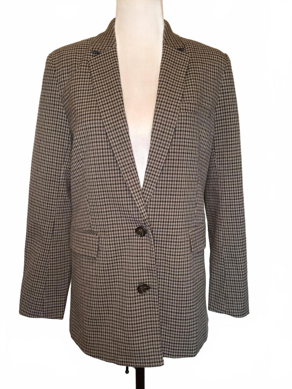 Rails Stanton Women's Blazer Ash Mini Plaid S Gray Dark Academia Preppy Classic